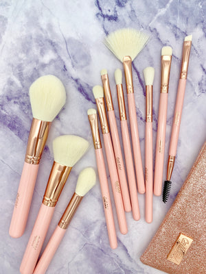 LA Glam 12 piece brush set (pink & rose gold) (vegan)