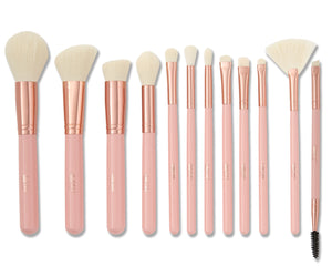 LA Glam 12 piece brush set (pink & rose gold) (vegan)